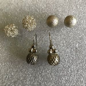Silver Ball Earrings lot of 3